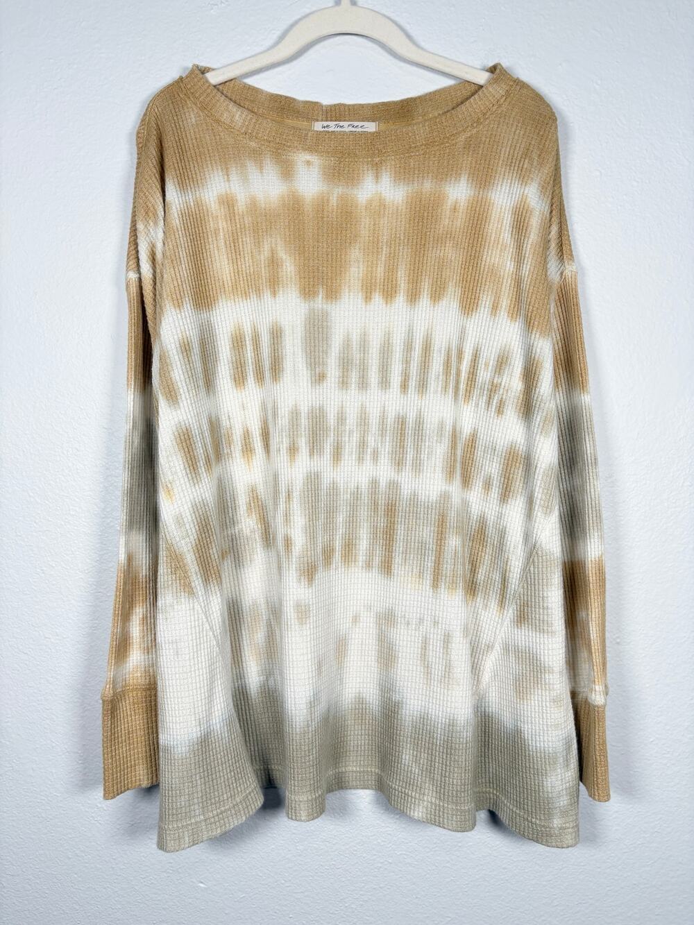 Free People We The Free Oversized Long Sleeve Waffle Tie Dye Top with Thumbholes